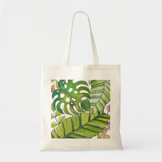 Cute Tropical Leaves In Watercolor Tote Bag (Front)
