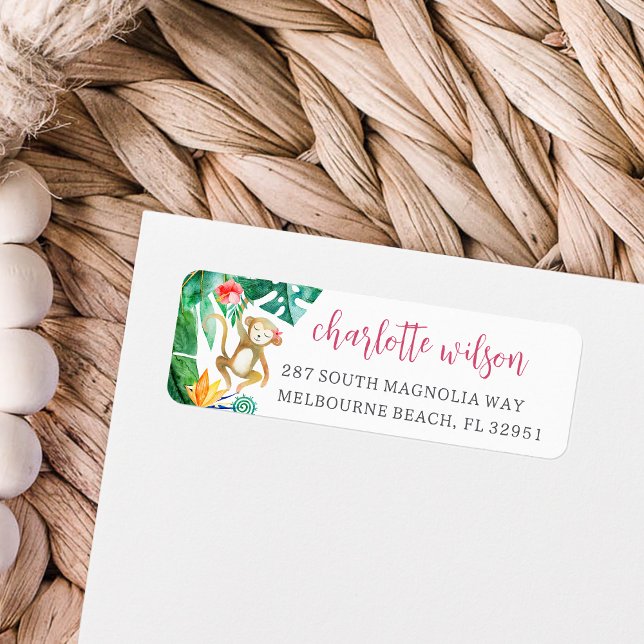 Cute Tropical Monkey Return Address Label (Creator Uploaded)