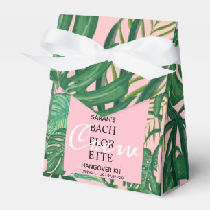 Cute Tropical Palm Pink Bachelorette Hangover Kit Favor Boxes