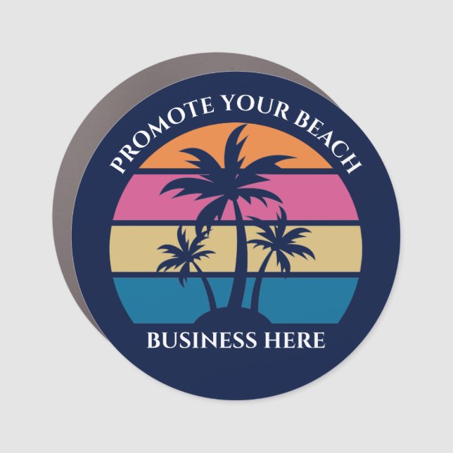 Cute Tropical Palm Tree Beach Business Marketing Car Magnet (Front)