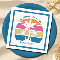Cute Tropical Palm Tree Custom Blue Beach Party