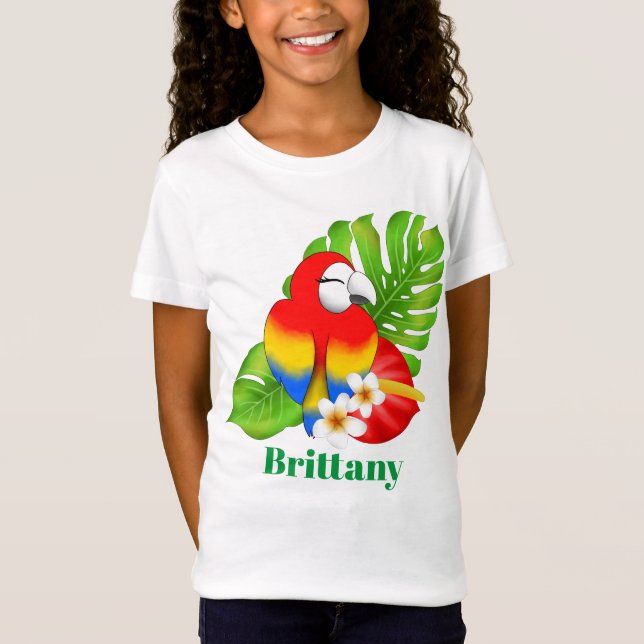 Cute Tropical parrot add name T-Shirt (Front)