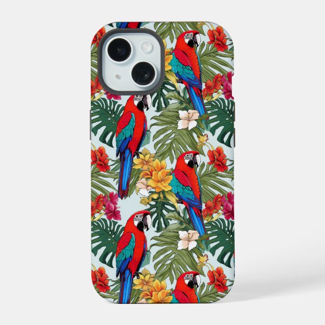 Cute tropical parrot pattern beach iphone case (Back)