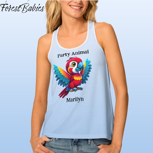 Cute tropical party animal baby wild Macaw parrot Tank Top