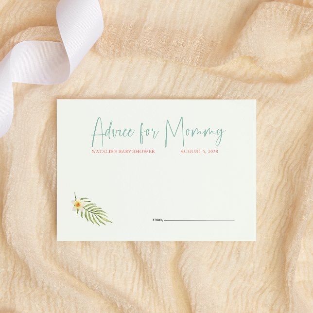 Cute Tropical Penguin Pink Baby Shower Advice Note Card (Creator Uploaded)