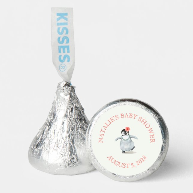 Cute Tropical Penguin Pink Baby Shower Hershey®'s Kisses® (Front)