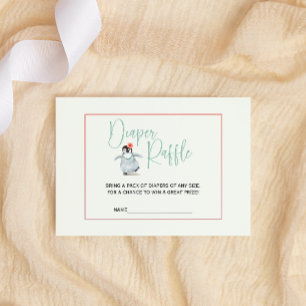 Cute Tropical Penguin Pink Girl Diaper Raffle  Enclosure Card
