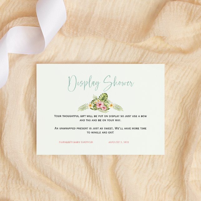 Cute Tropical Penguin Pink Girl Display Shower Enclosure Card (Creator Uploaded)