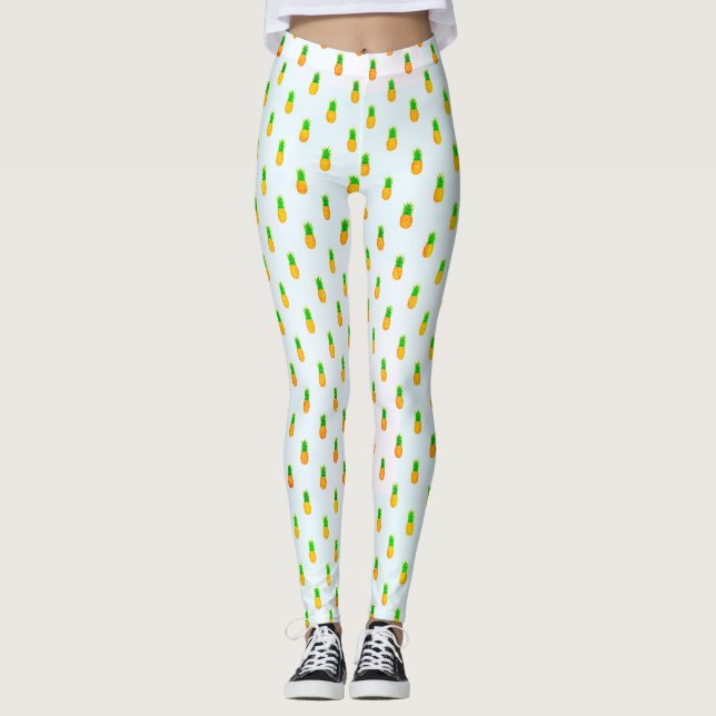 Cute Tropical Pineapple Pattern Leggings (Front)