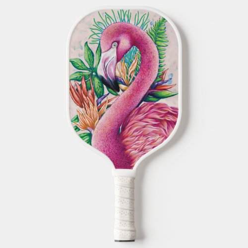 Cute Tropical Pink Flamingo Pickleball Paddle