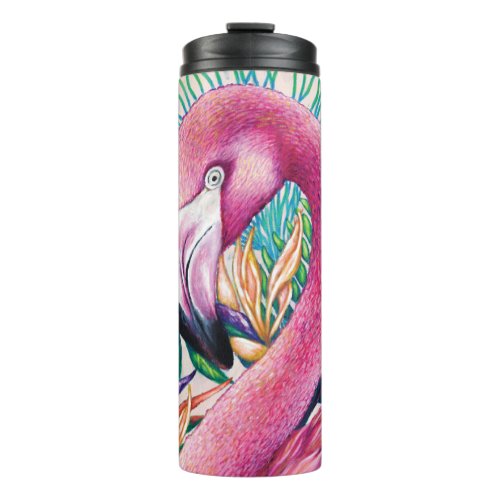 Cute Tropical Pink Flamingo Thermal Tumbler