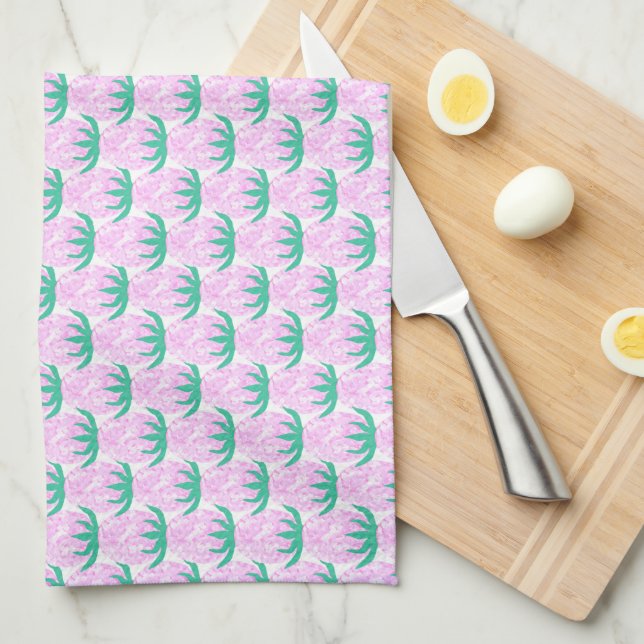 Cute Tropical Pink Fruity Pattern Kitchen Towel (Quarter Fold)