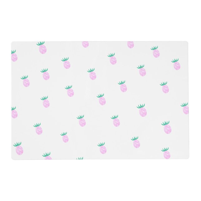 Cute Tropical Pink Pineapple Pattern Placemat (Front)
