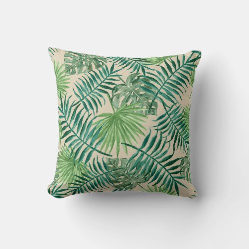 Cute Tropical Plant Leaves Throw Pillow