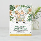 Cute Tropical Safari Jungle Animals Baby Shower Invitation (Standing Front)