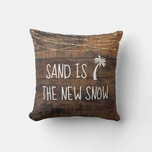 Cute Tropical Sand is the New Snow Palm Tree Icon Throw Pillow