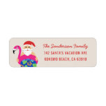 Cute Tropical Santa Christmas in July Pool Float Label<br><div class="desc">These cute holiday return address labels feature a hand drawn Santa Claus,  who went on a tropical vacation! He's wearing colorful swim trunks and a bright fuchsia pink flamingo pool float! But he didn't forget his Santa hat,  which he never goes without. ;)</div>