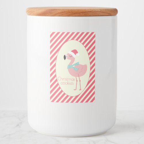 Cute Tropical Santa Flamingo _ Christmas Cookies Food Label