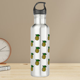 Cute Tropical Summer Fruits Pineapples Pattern Water Bottle