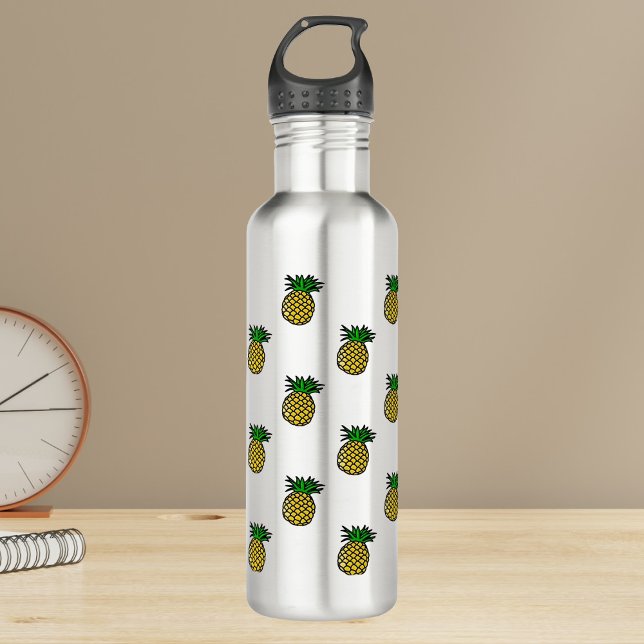 Cute Tropical Summer Fruits Pineapples Pattern Water Bottle (Creator Uploaded)