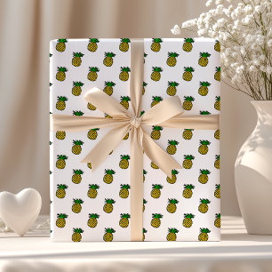 Cute Tropical Summer Fruits Pineapples Pattern Wrapping Paper