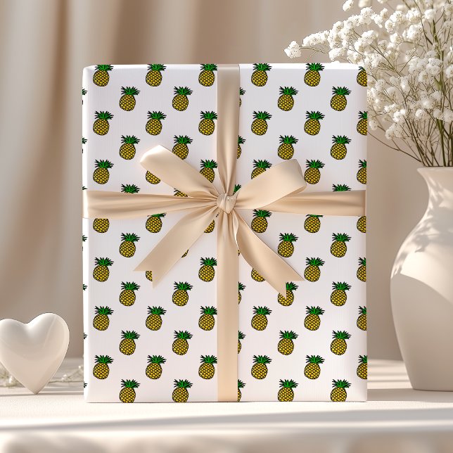 Cute Tropical Summer Fruits Pineapples Pattern Wrapping Paper (Creator Uploaded)