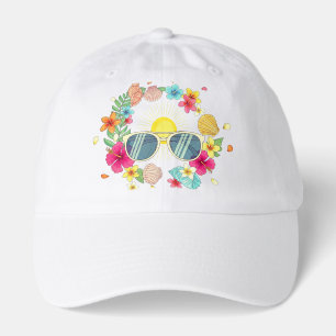 Cute Tropical Summer Heart Sunglasses White Hat