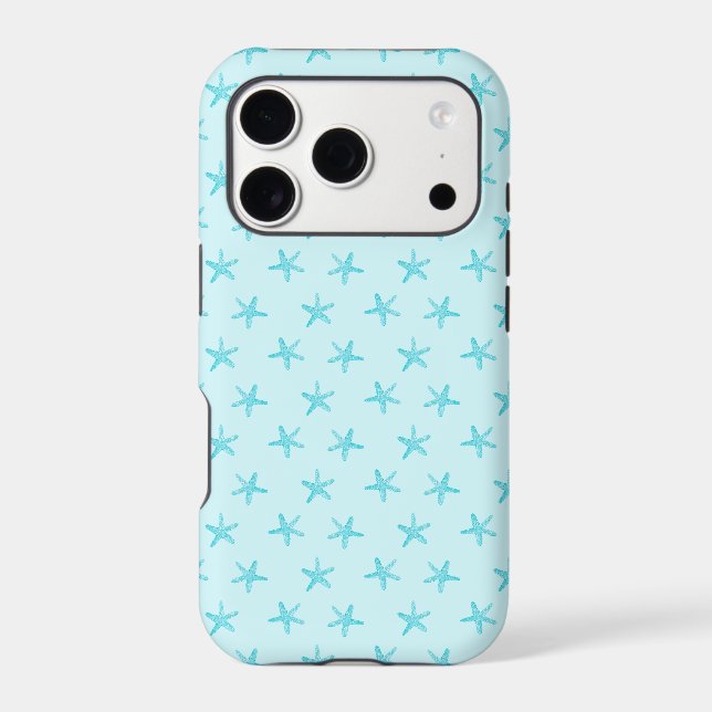 Cute Tropical Teal Blue Starfish Pattern Case-Mate iPhone Case (Back)