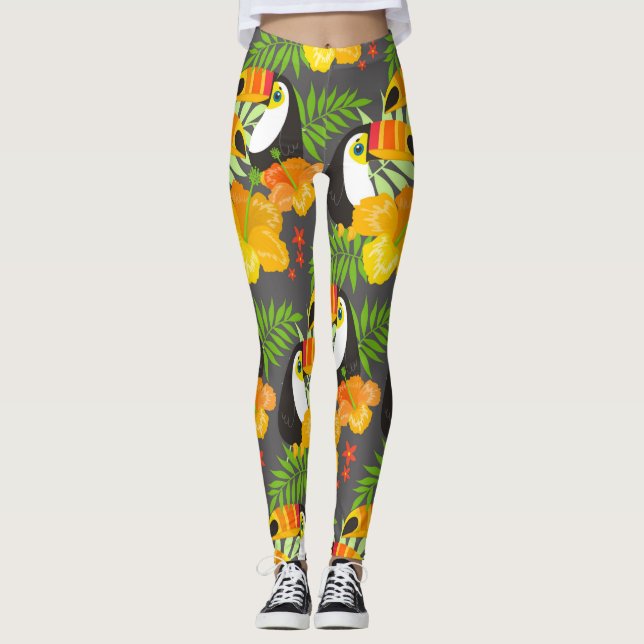 Cute Tropical Toucan Leggings (Front)