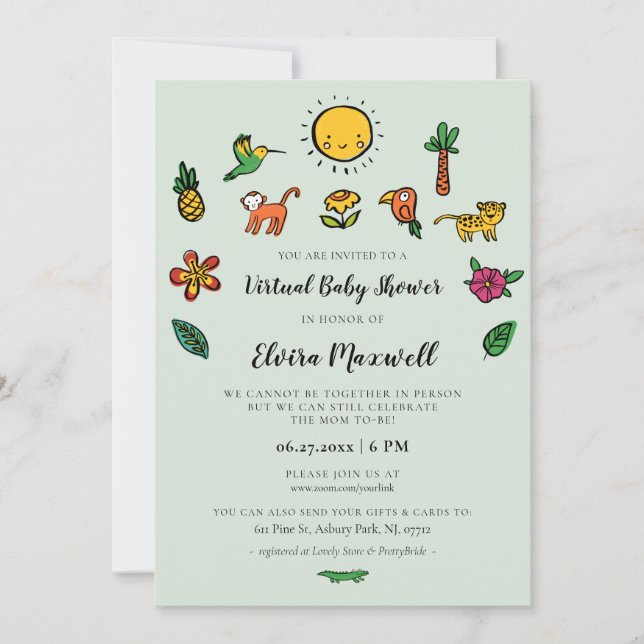 Cute tropical Virtual Baby shower Invitation (Front)