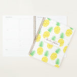 Cute Tropical Watercolor Pineapple Gold Sparkles Planner at Zazzle