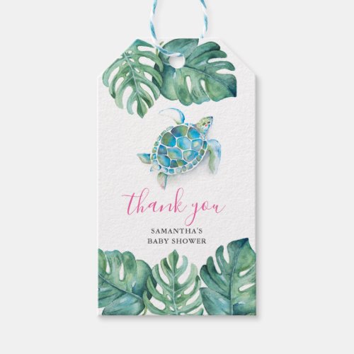 Cute Tropical Watercolor Sea Turtle Favor Gift Tags