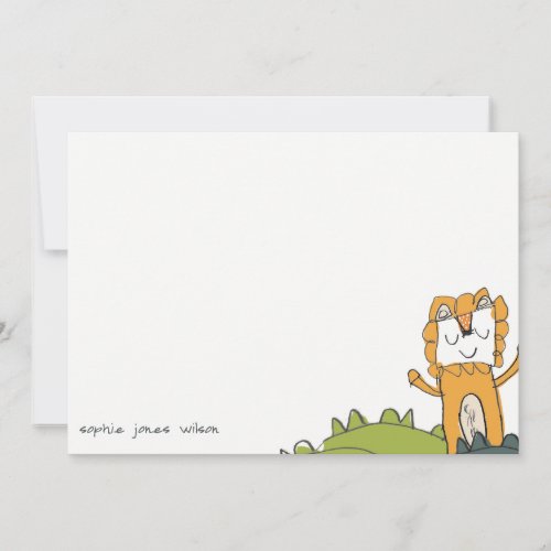 Cute Tropical Wild Jungle Lion Kid Drawn Birthday Note Card