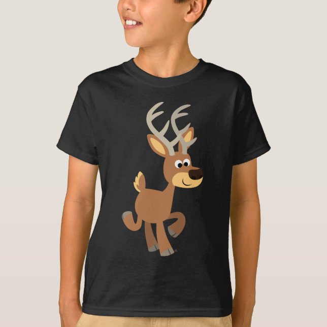 Cute Trotting Cartoon Deer Children T-Shirt (Front)