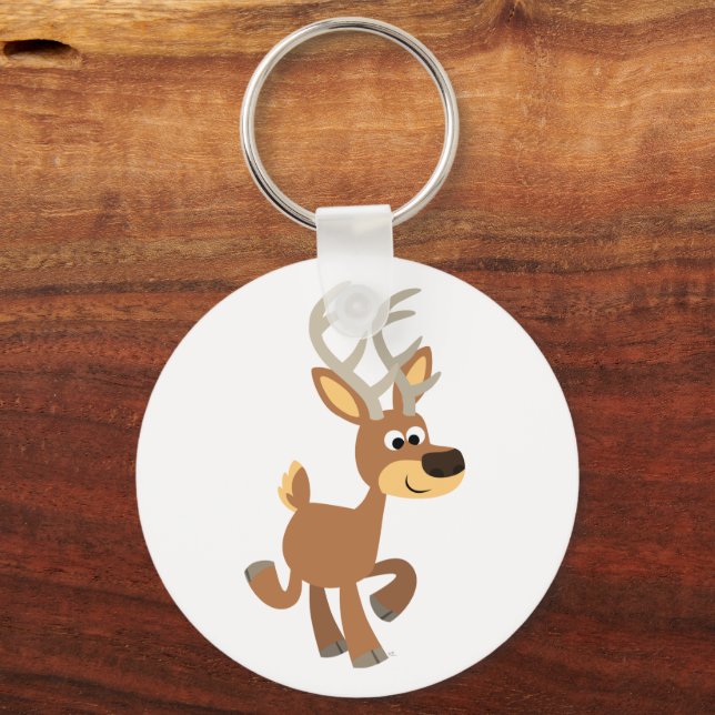 Cute Trotting Cartoon Deer Keychain (Front)
