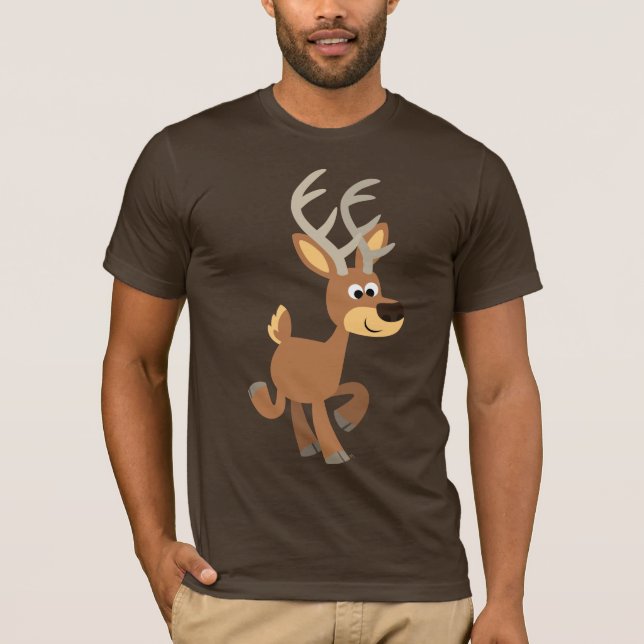 Cute Trotting Cartoon Deer T-Shirt (Front)
