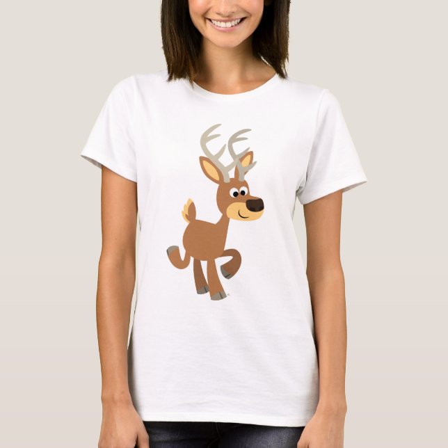 Cute Trotting Cartoon Deer Women T-Shirt (Front)