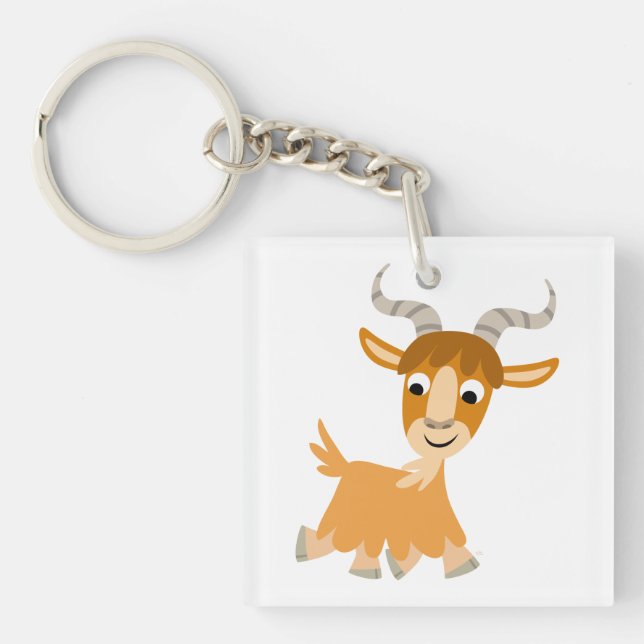Cute Trotting Cartoon Goat Acrylic Keychain (Front)