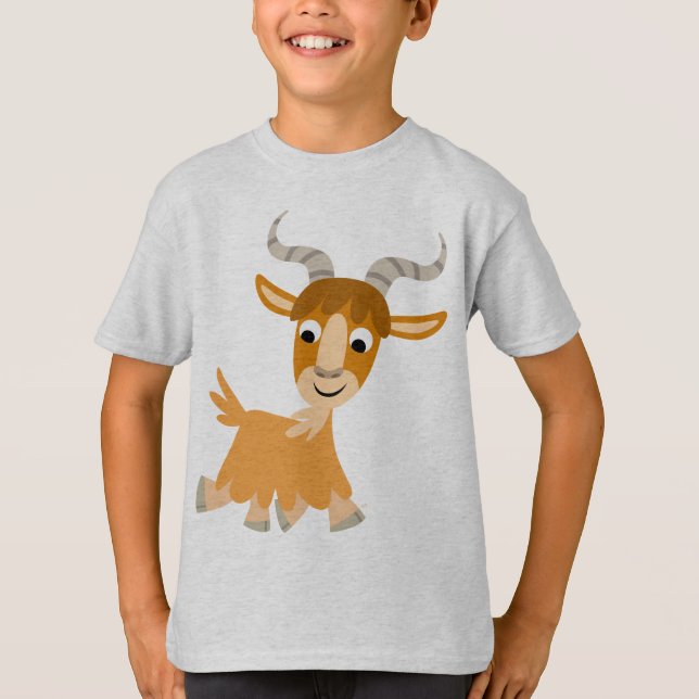 Cute Trotting Cartoon Goat  Children T-Shirt (Front)