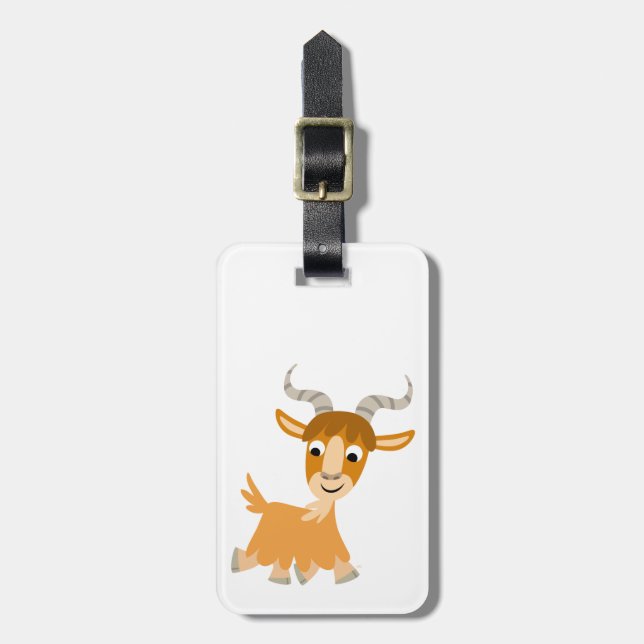 Cute Trotting Cartoon Goat Luggage Tag (Front Vertical)