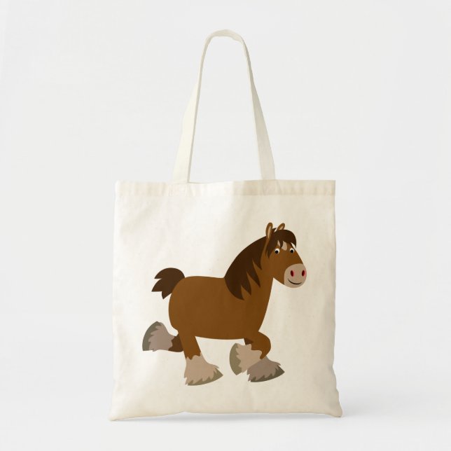 Cute Trotting Cartoon Shire Horse Bag (Front)