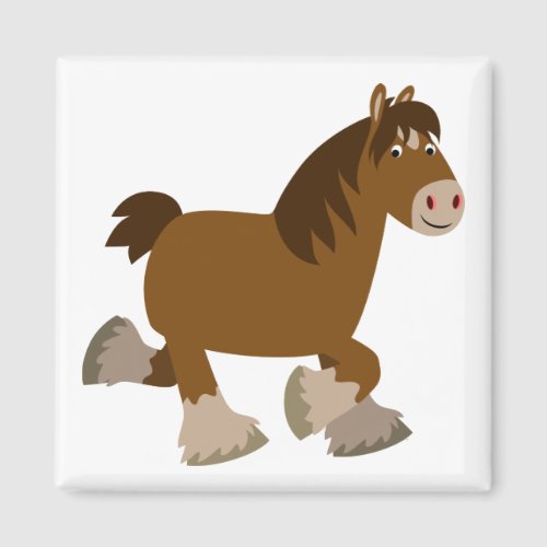 Cute Trotting Cartoon Shire Horse Magnet