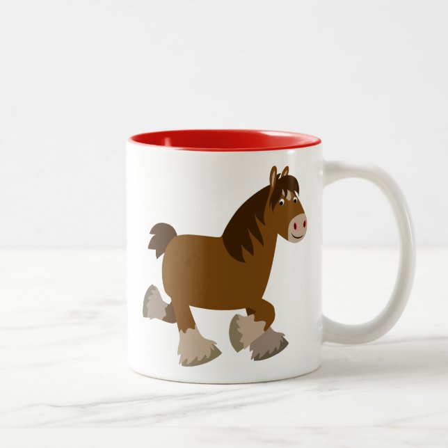 Cute Trotting Cartoon Shire Horse Mug (Right)