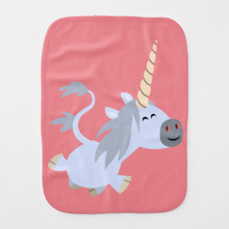 Cute Trotting Cartoon Unicorn Burp Cloth