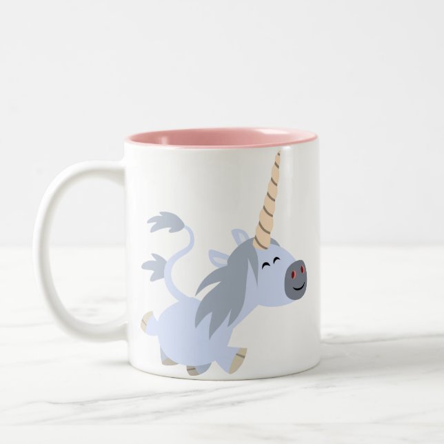 Cute Trotting Cartoon Unicorn Mug (Left)