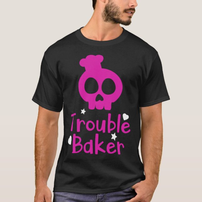 Cute Trouble Baker Girls Women Chef Cooking Bakery T-Shirt (Front)