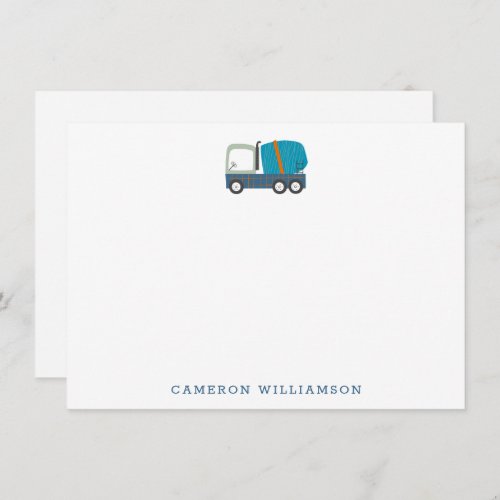 Cute Truck Art in Blue Personalized Stationery  Note Card