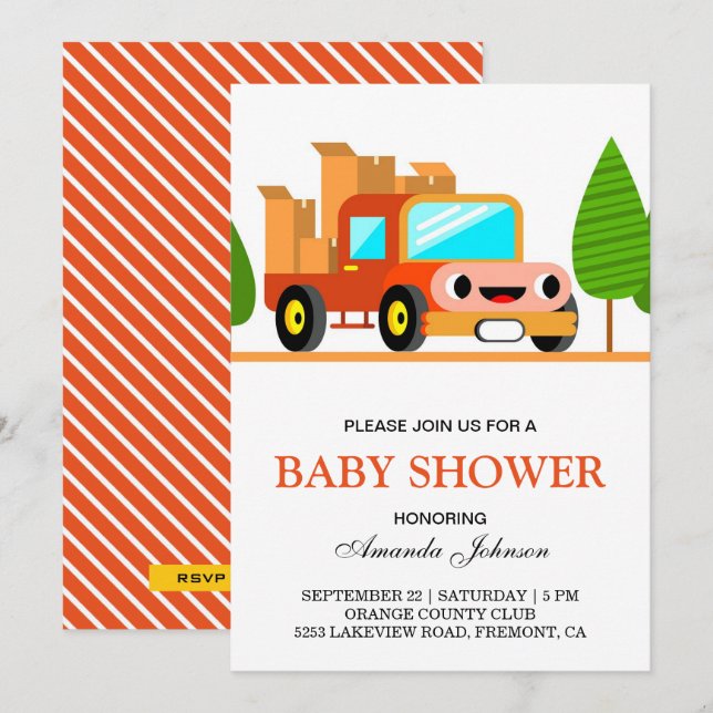 Cute Truck Baby Shower Invitation (Front/Back)