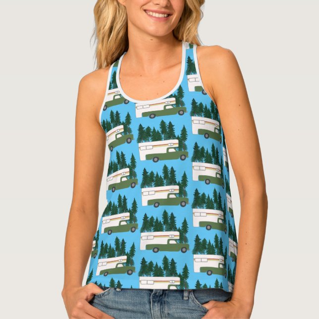 Cute Truck Camper Motorhome Retro RVs Tank Top (Front)