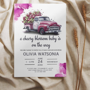 Cute Truck cherry Sweet Baby Shower Invitation